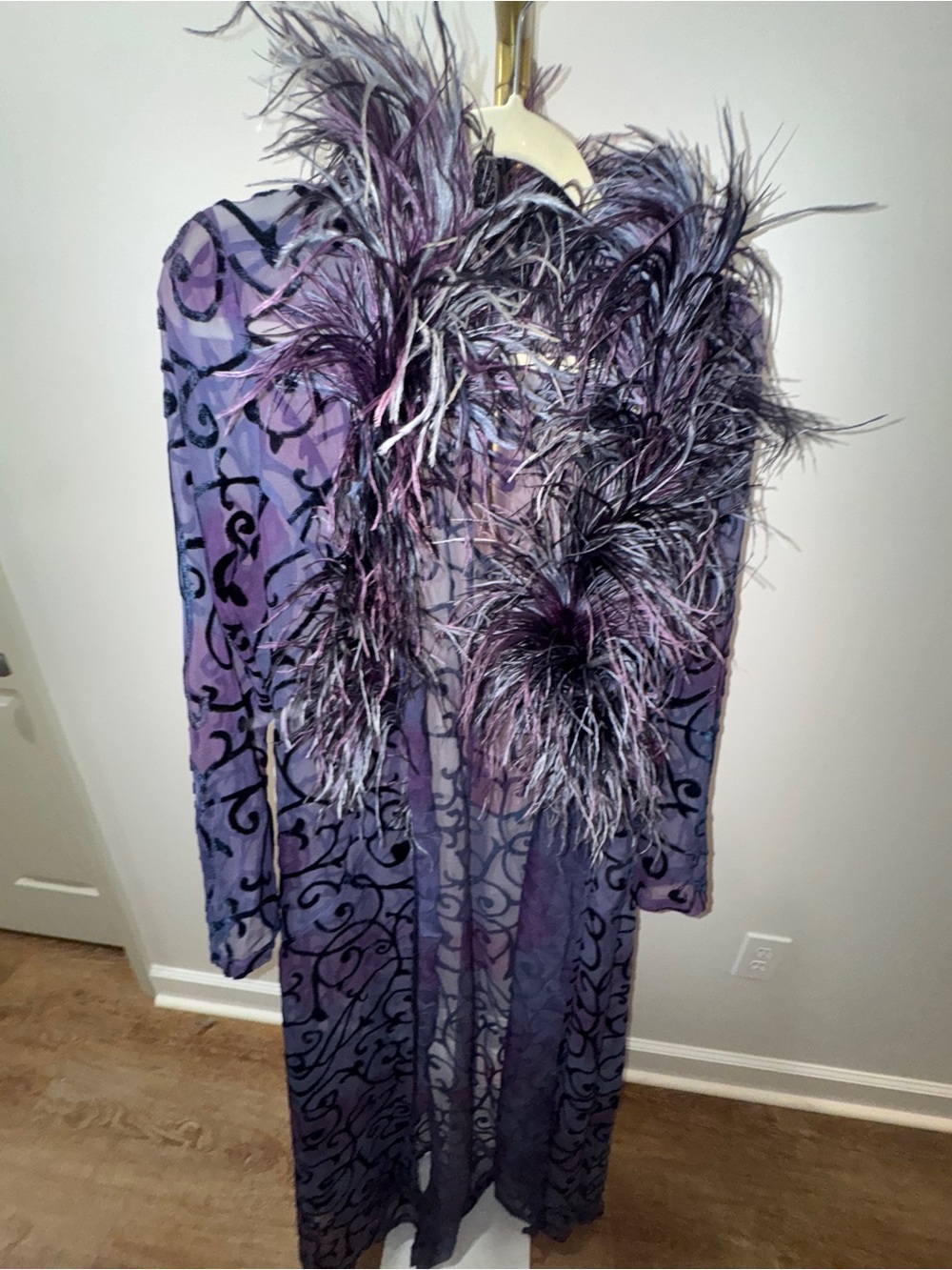 Victoria's Secret Purple Sheer Ostrich Feather-Trim Robe